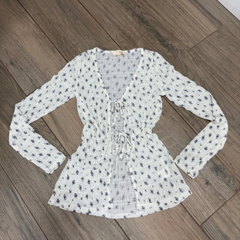 Hesperus Floral Print Fairy Core White Smocked Size Small